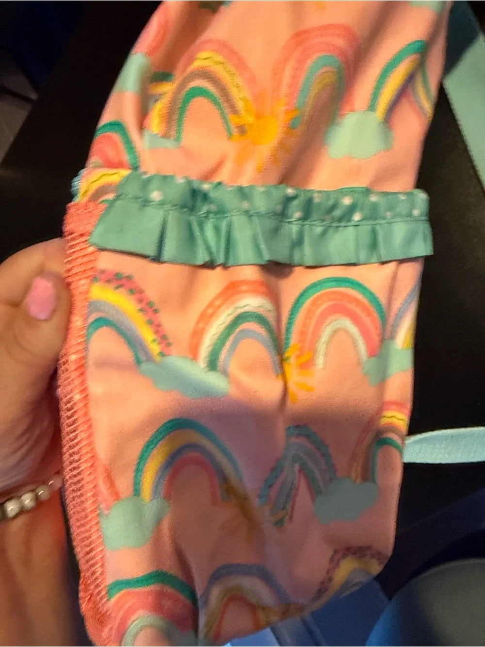 Matilda Jane Rainbow Color Splash swim bag Backpack in Coral Pink & Turquoise
